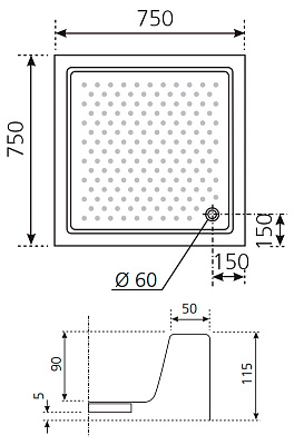 Поддон для душа Novellini Olympic 75x75 см