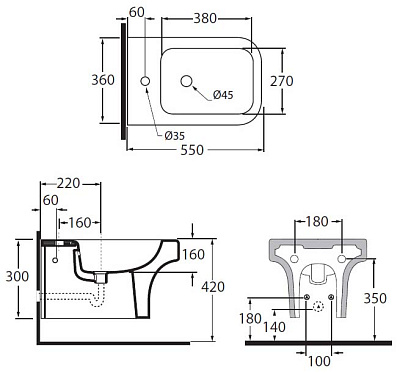 Биде подвесное Azzurra Tulip TUL500/SOSK