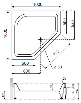 Поддон для душа Novellini Victory P1 100x100 см