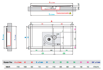Поддон для душа Novellini Olympic Plus 180x75 см White
