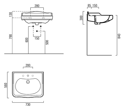 Раковина GSI Old Antea 563111 70 см