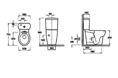 Чаша для унитаза-компакта Jacob Delafon Ove E1322 (19967W)