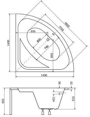 Акриловая ванна BESCO Luksja 148