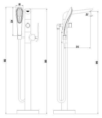 Смеситель Lemark Melange LM4944CW напольный