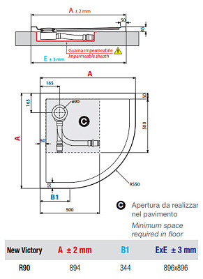 Поддон для душа Novellini New Victory 90x90 см