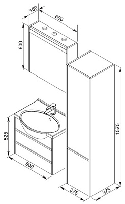 Мебель для ванной Aquanet Лайн 60