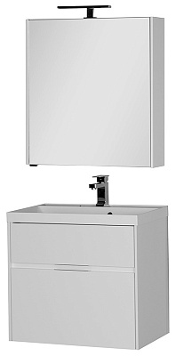 Тумба с раковиной Aquanet Латина 70 2 ящика белая