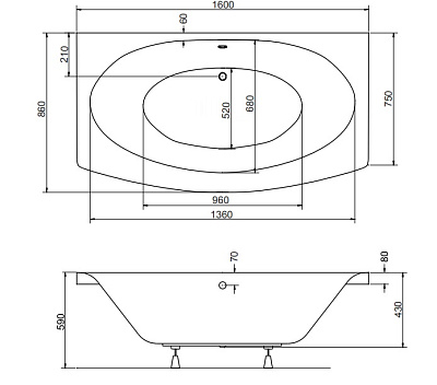 Акриловая ванна BESCO Telimena 160