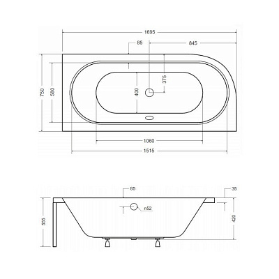 Акриловая ванна BESCO Avita 170 P