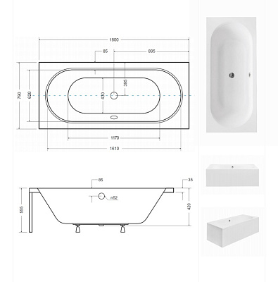 Акриловая ванна BESCO Vitae 180