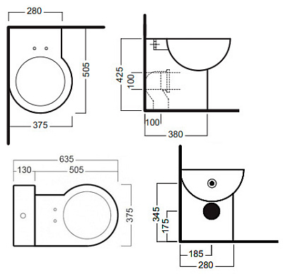 Унитаз приставной Hatria You&Me угловой