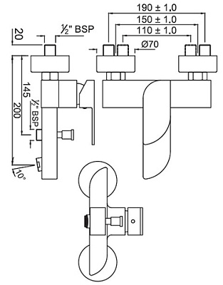 Смеситель для ванны и душа Jaquar Alive ALI-CHR-85119