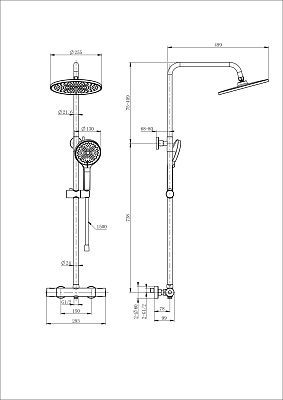 Душевая система с термостатом WONZON & WOGHAND INN 1, Белый матовый WW-B3013-T1-MW