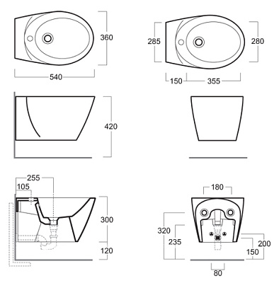 Биде подвесное Simas Bohemien BO 19