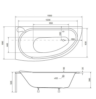 Акриловая ванна BESCO Mini 150 L