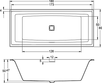Акриловая ванна RIHO Still Square L 180x80 LED