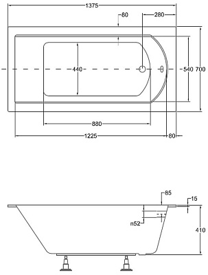 Акриловая ванна BESCO Shea Slim 140x70