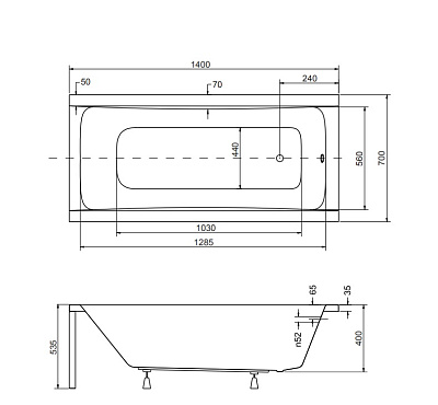 Акриловая ванна BESCO Optima 140