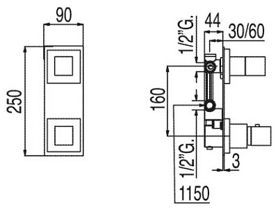 Термостат Tres Cuadro-tres 107251 для душа