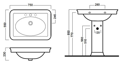Раковина Hatria Dolcevita  (75 см)