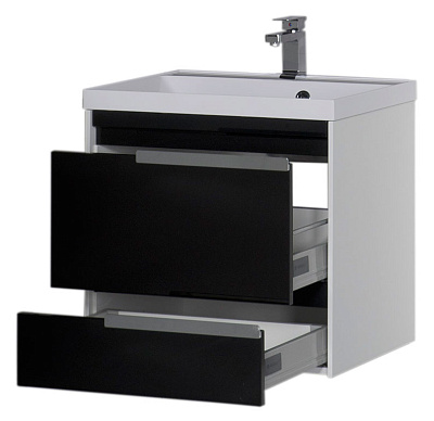 Тумба с раковиной Aquanet Тиволи 70 черная