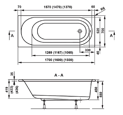 Акриловая ванна VAGNERPLAST Kasandra (160 см)