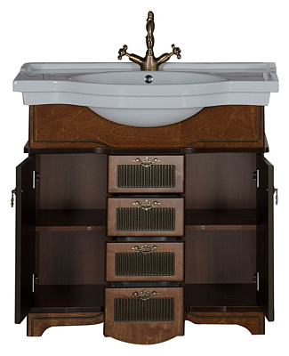 Тумба с раковиной Aquanet Луис 90 NEW темный орех