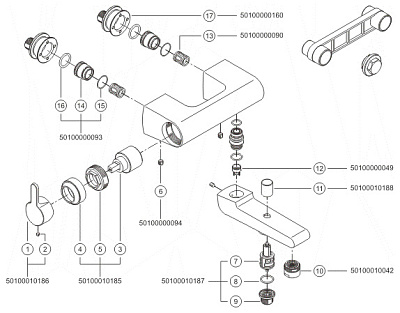 Смеситель Keuco Elegance new 51620 010100 для ванны с душем
