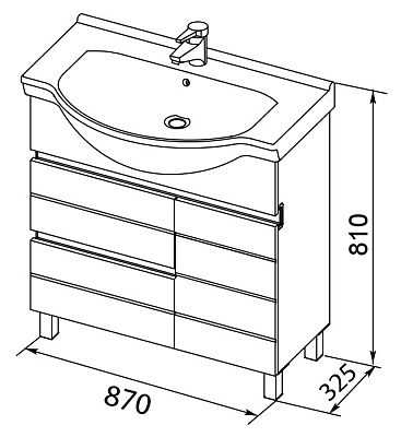Тумба с раковиной Aquanet Доминика 90 белая