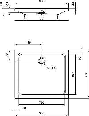 Поддон для душа Ideal Standard Hotline 90х80 K277301 Белый