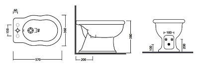 Биде приставное Tiffany World Bristol TWBR06-3 bi*3