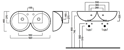 Раковина Hatria You&Me (92 см)