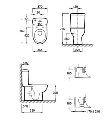 Чаша для унитаза-компакта Jacob Delafon Panache E1370