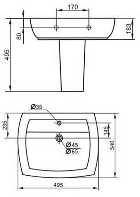 Рукомойник Cezares Flamingo с полупьедесталом