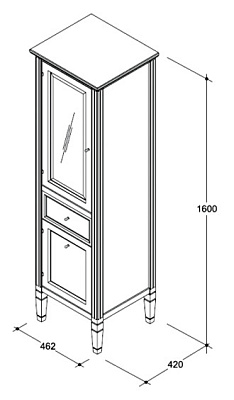 Шкаф-пенал Caprigo Альбион BIANCO Light Vintage R