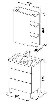 Зеркало-шкаф Aquanet Лаконика 65