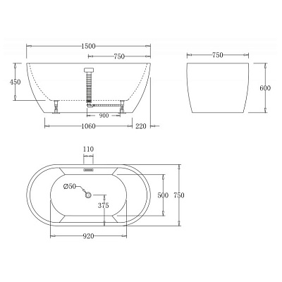 Акриловая ванна BELBAGNO 170x80