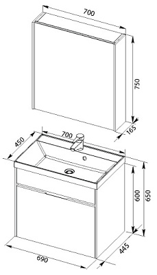 Зеркало-шкаф Aquanet Латина 70 белый