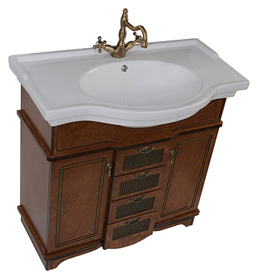 Тумба с раковиной Aquanet Луис 90 NEW темный орех