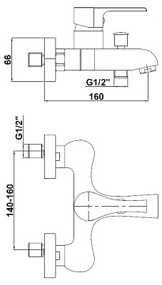 Смеситель GPD Atros MBB65 для ванны с душем