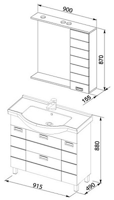 Тумба с раковиной Aquanet Сити 90 венге