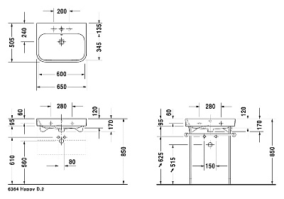 Раковина Duravit Happy D.2 2318650000 (65 см)