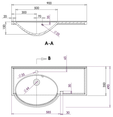 Тумба с раковиной Aquanet Лайн 90 R