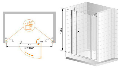 Душевая дверь в нишу Cezares Elena B13 60/60/60 C Cr R