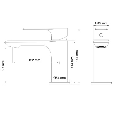 Смеситель для раковины WONZON & WOGHAND BRILLIANT, Черный матовый WW-88018079-MB