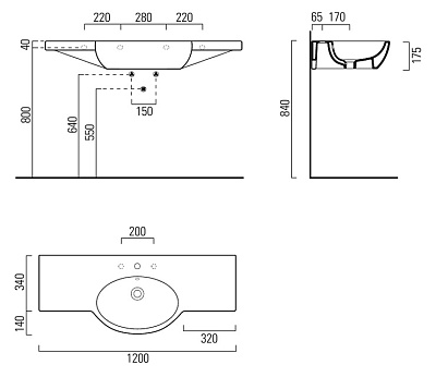 Раковина GSI Panorama 665211 120 см