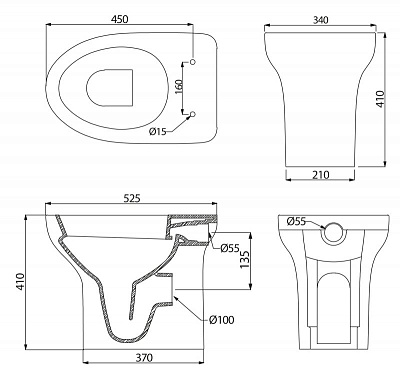 Чаша для унитаза BelBagno Anto BB112CB приставная