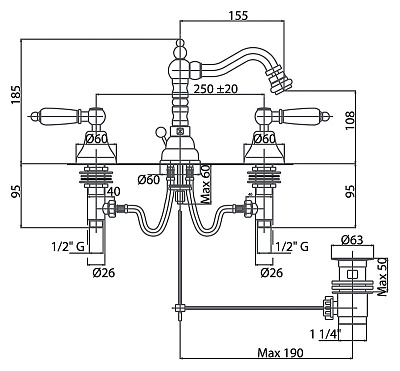 Смеситель Caprigo Adria Swarovski 01-031-crm для биде