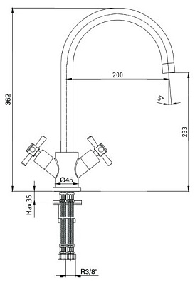 Смеситель E.C.A. Quattro 102108488 для кухонной мойки