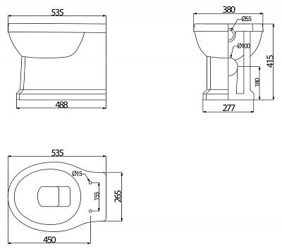 Чаша для унитаза BelBagno Trevi BB135CBL приставная